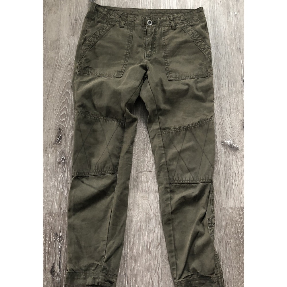 Free People Pants Women's 2 Moss Green Knee Detail Flap‎ Pockets Tapered